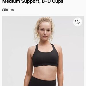 NWT Lululemon Energy Black Sports Bra